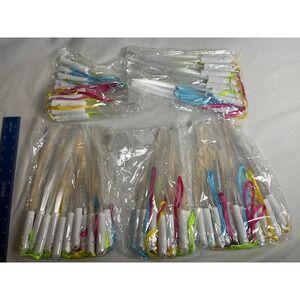 60 Pack LED Fiber Optic Wands Bulk Glow Sticks White Handle Multi Color Straps